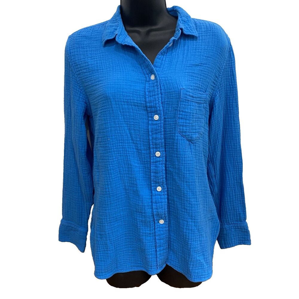 J. Crew Gauze Crinkle Shirt Size 6 Button Up Long Sleeve Top Beach Boho Coastal